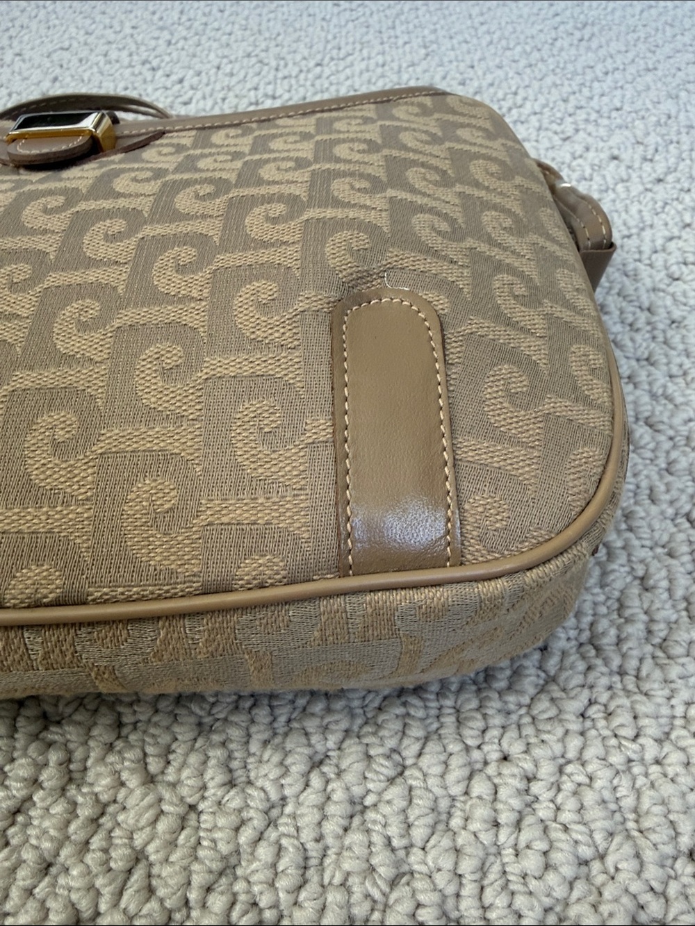 Pierre Cardin Tan Monogram Crossbody Bag with Gold Accent - Picture 2 of 9